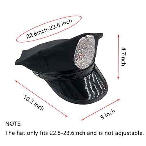 GUDVES Police Adults Hat Cop Cosplay Captain Officer Hat Accessories Stage Performance Military Caps Police Halloween Party (A) - Image 5