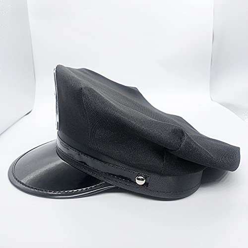 GUDVES Police Adults Hat Cop Cosplay Captain Officer Hat Accessories Stage Performance Military Caps Police Halloween Party (A) - Image 4