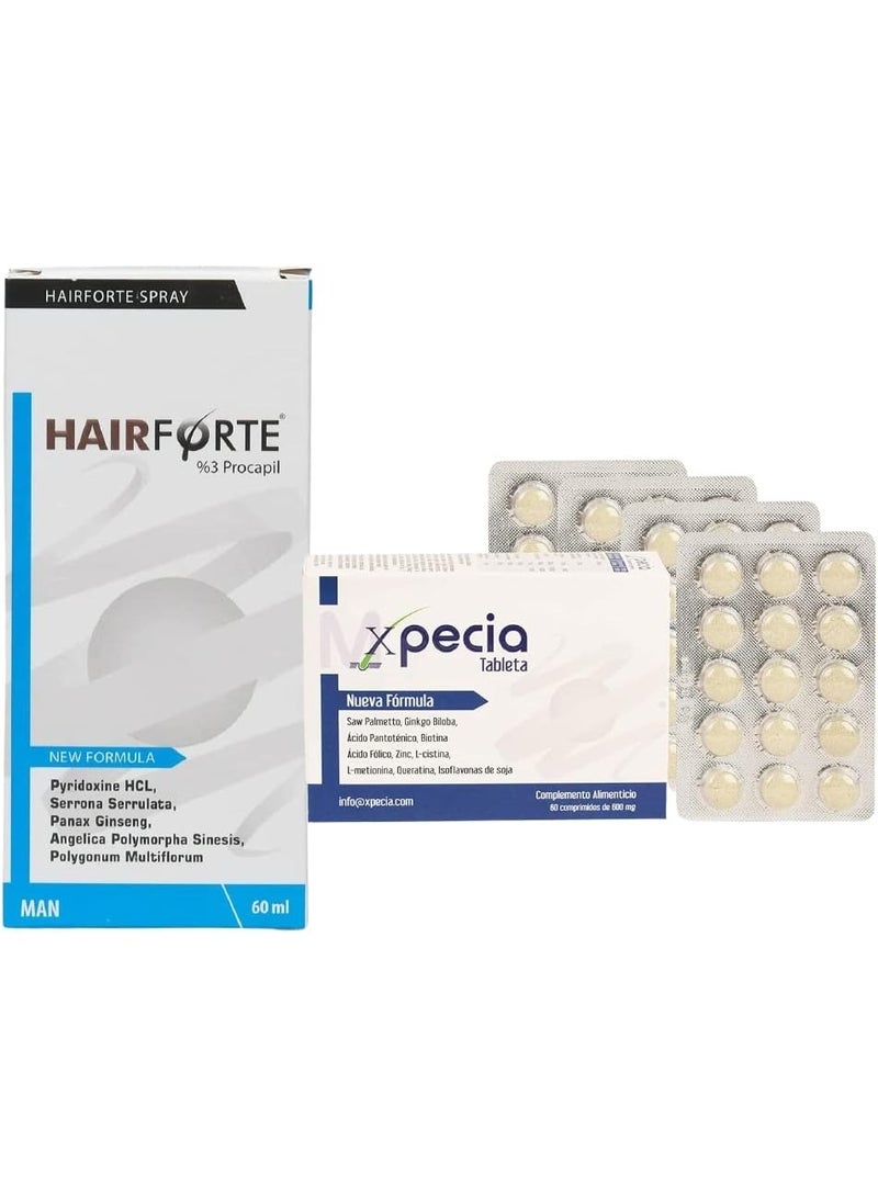 XPECIA Hair Forte Man and Tablet Man Natural Anti-Fall Treatment with Saw Palmetto and Procapil - Image 1