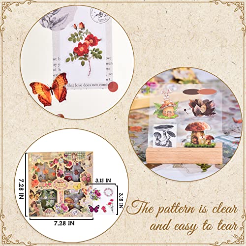 DAPUTOU 510PCS Plants Floral Scrapbook Stickers Kit Vintage Flowers Butterfly Mushroom Fall Maple Leaves Transparent Waterproof Stickers Set for Scrapbooking Supplies Aesthetic Junk JournalCraft - Image 4