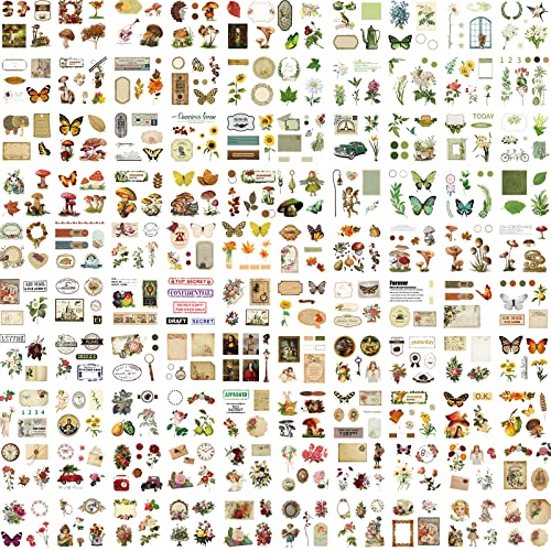DAPUTOU 510PCS Plants Floral Scrapbook Stickers Kit Vintage Flowers Butterfly Mushroom Fall Maple Leaves Transparent Waterproof Stickers Set for Scrapbooking Supplies Aesthetic Junk JournalCraft - Image 2