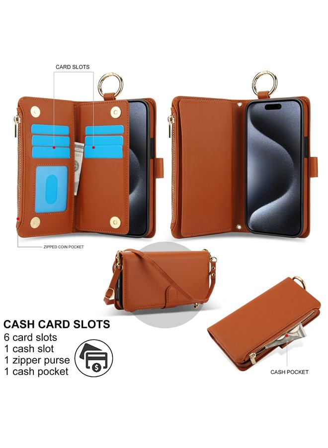 Zaboon Case For iPhone 12 Pro Max Crossbody Ring Multifunctional Wallet Leather Phone Case - Image 2