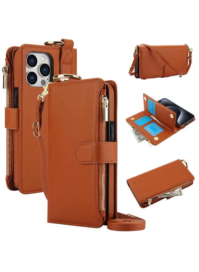 Zaboon Case For iPhone 12 Pro Max Crossbody Ring Multifunctional Wallet Leather Phone Case - Image 1