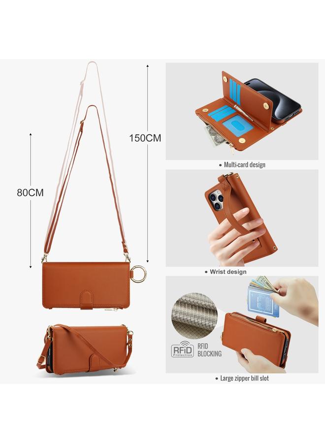 Zaboon Case For iPhone 12 Pro Max Crossbody Ring Multifunctional Wallet Leather Phone Case - Image 3