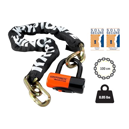 Kryptonite New York 1210 Bike Chain Lock, 3.25 Feet Long Heavy Duty Anti-Theft Sold Secure Gold Bicycle Chain Lock with Evolution Disc Lock and Keys for Ultimate Security E-Bike, Motorcycle, Scooter - Image 4