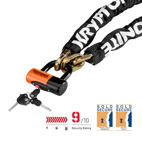 Kryptonite New York 1210 Bike Chain Lock, 3.25 Feet Long Heavy Duty Anti-Theft Sold Secure Gold Bicycle Chain Lock with Evolution Disc Lock and Keys for Ultimate Security E-Bike, Motorcycle, Scooter - Image 2