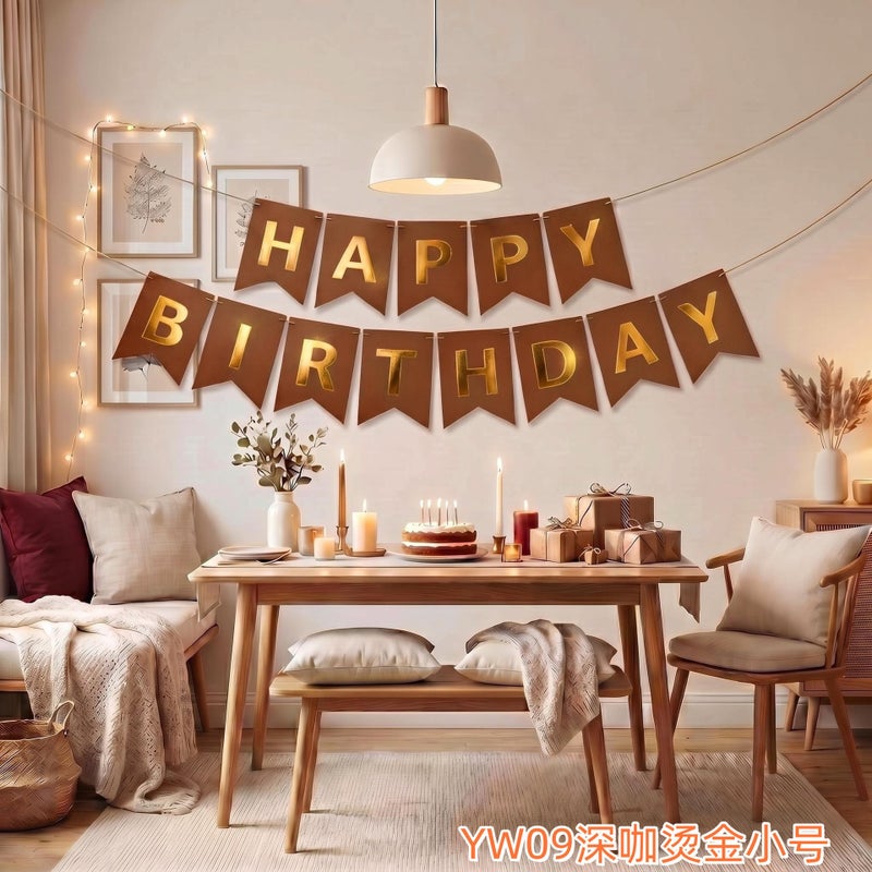 زينة عيد الميلاد، علم معلّق «Happy Birthday»، أعلام تعليق لعيد الميلاد، ديكور حفلات بتصميم ذيل السمكة مع طبعة ذهبية.