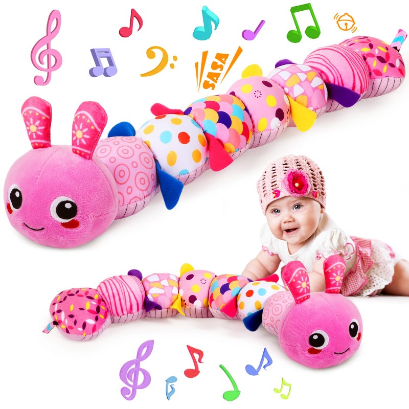 KMUYSL Baby Toys 0-6 6-12 Months, Sensory Music Animal Stuffed Toy for 0 1 2 3 4 5 6+ Months, Plush Toy with Crinkle and Rattles for Infant Newborn, Tummy Time Toys Gifts for 0-3-6-12 Month - Image 1