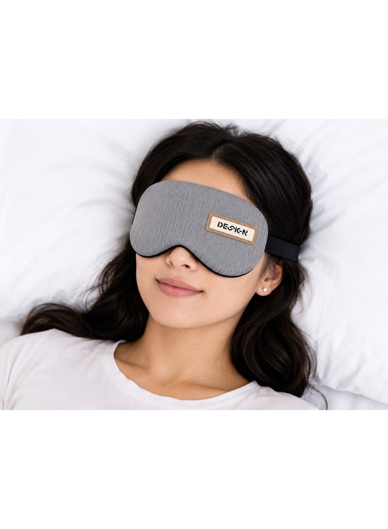 Featherland Soft Sleep Eye Mask for Men & Women, Light Blocking Travel Sleeping Mask, Comfortable Adjustable Eye Cover for Home, Flight, Camping & Meditation, Grey - Image 3