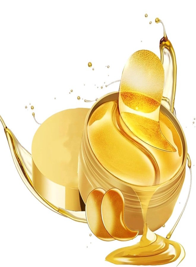 GOMNIK 24K Gold Eye Patches - 60 Pcs Hydrogel Eye Mask for Puffy Eyes & Dark Circles | Reduces Under-Eye Bags, Smooths Wrinkles & Hydrates Skin | Green Hydrogel Eye Pads for Dryness Relief & Skincare Treatment (GOLD) - Image 1