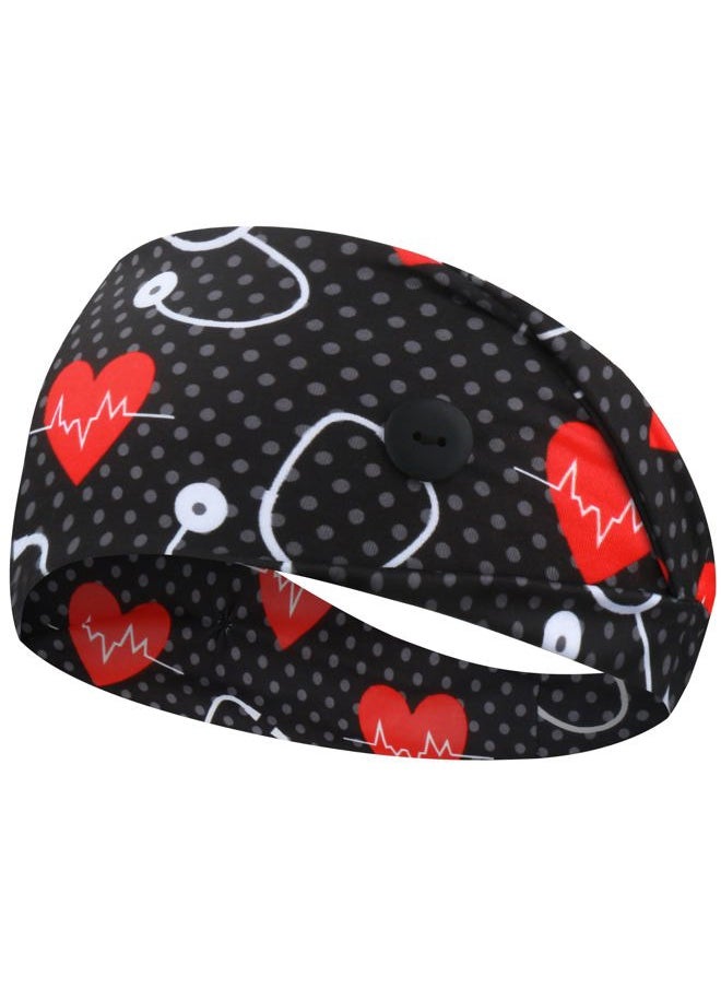 ABAMERICA Headbands with Button for Mask, Wide Nurses Headbands Non Slip Elastic Ear Protection for Women Men Doctors Sweatband Head Wrap (BUTTON- 4 PACK COLOR07)  - Image 5