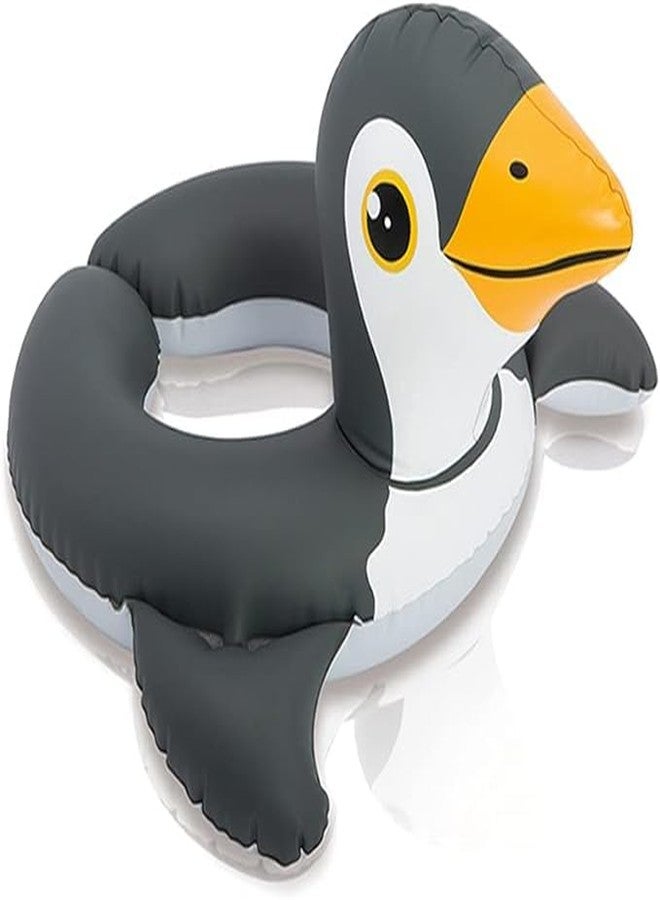 MANVI Swimming Ring for Kids, Animal Inflatable Swim Ring, Water Float Ring Tube Boat for Boys, Girls, Swimming Pool Tub Swim Safety Ring for Baby (Penguin, 64 * 64 cm) - Image 1