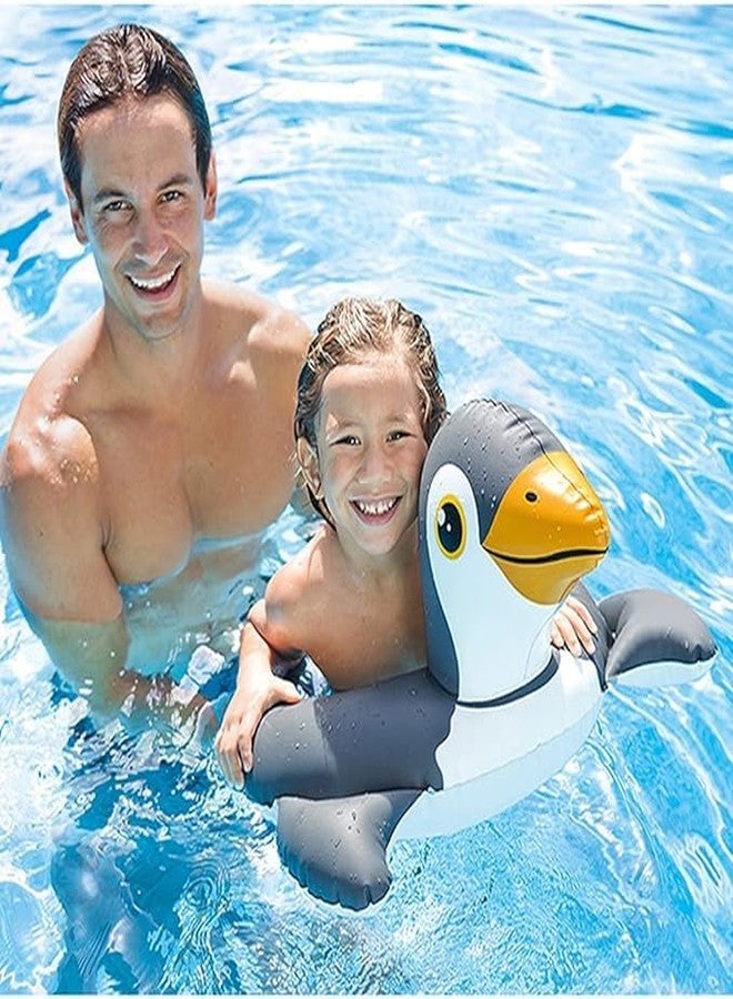 MANVI Swimming Ring for Kids, Animal Inflatable Swim Ring, Water Float Ring Tube Boat for Boys, Girls, Swimming Pool Tub Swim Safety Ring for Baby (Penguin, 64 * 64 cm) - Image 2