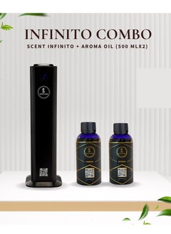 Scent Infinito Combo - Premium Infinito Diffuser With 2 X 500 ML Aroma Oils, Powerful Scenting For Lobbies, Gyms, Villas And Halls
