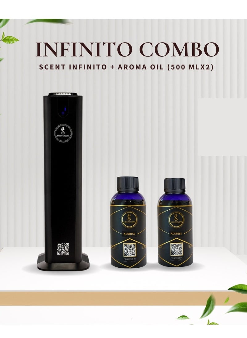 Scenta Flora - Scent Infinito Combo - Premium Infinito Diffuser With 2 X 500 ML Aroma Oils, Powerful Scenting For Lobbies, Gyms, Villas And Halls - Image 1