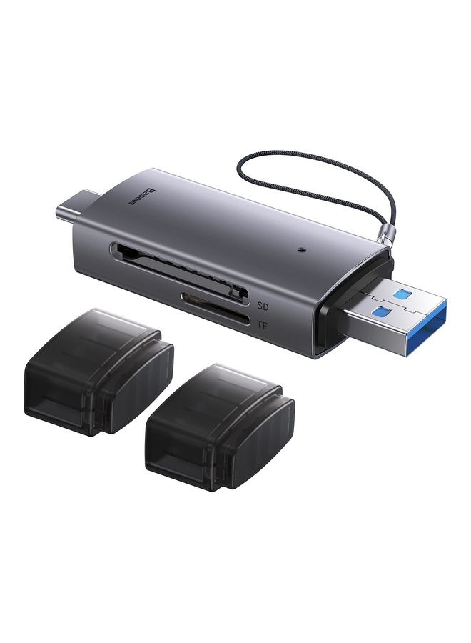 Baseus SD Card Reader USB 3.0/USB C OTG Dual Slot Memory Card Adapter for UHS-I,Micro SD,SD, SDXC,SDHC,Micro SDXC,Micro SDHC,MMC Compatible for MacBook,Dell XPS,Samsung,Huawei,Sony,Google,OnePlus,LG Grey - Image 1