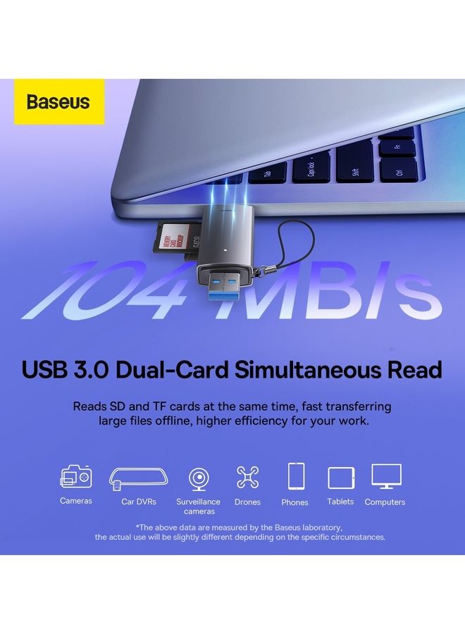 Baseus SD Card Reader USB 3.0/USB C OTG Dual Slot Memory Card Adapter for UHS-I,Micro SD,SD, SDXC,SDHC,Micro SDXC,Micro SDHC,MMC Compatible for MacBook,Dell XPS,Samsung,Huawei,Sony,Google,OnePlus,LG Grey - Image 4