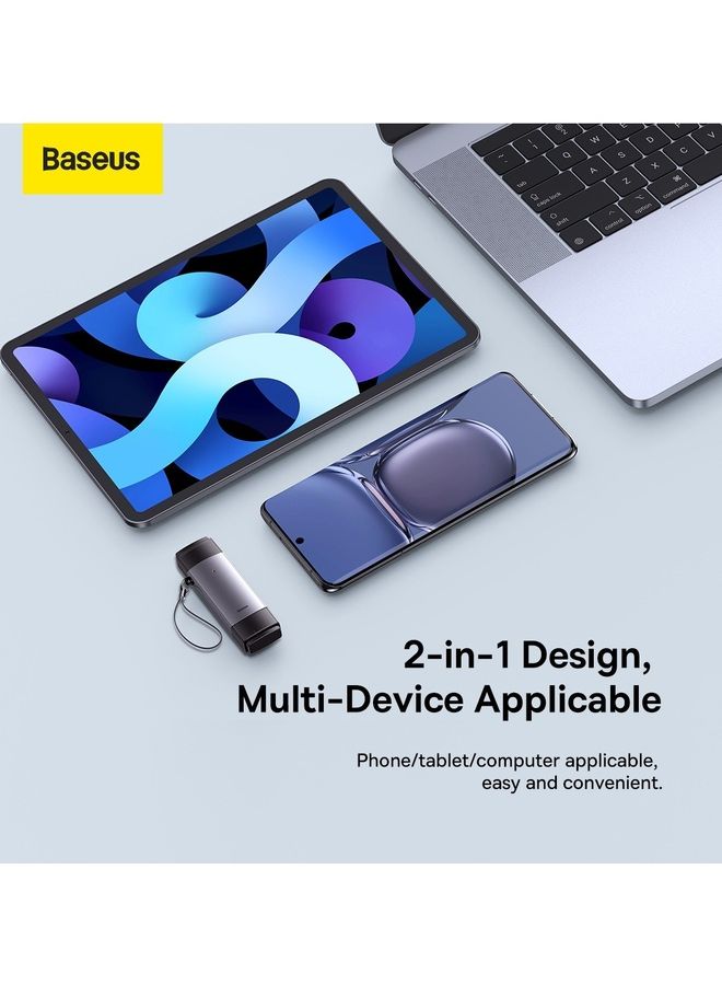 Baseus SD Card Reader USB 3.0/USB C OTG Dual Slot Memory Card Adapter for UHS-I,Micro SD,SD, SDXC,SDHC,Micro SDXC,Micro SDHC,MMC Compatible for MacBook,Dell XPS,Samsung,Huawei,Sony,Google,OnePlus,LG Grey - Image 3