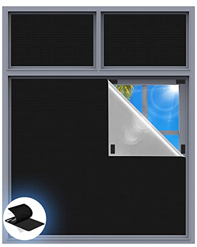 Tlany Blackout Curtains for Bedroom, 39" x 58" Portable Black Out Blinds with 20 Sets Hook & Loop Strips for 100% Blackout Window Film, Temporary Black-out Shades for Windows Cover Nursery Travel RV- Blacks - Image 1