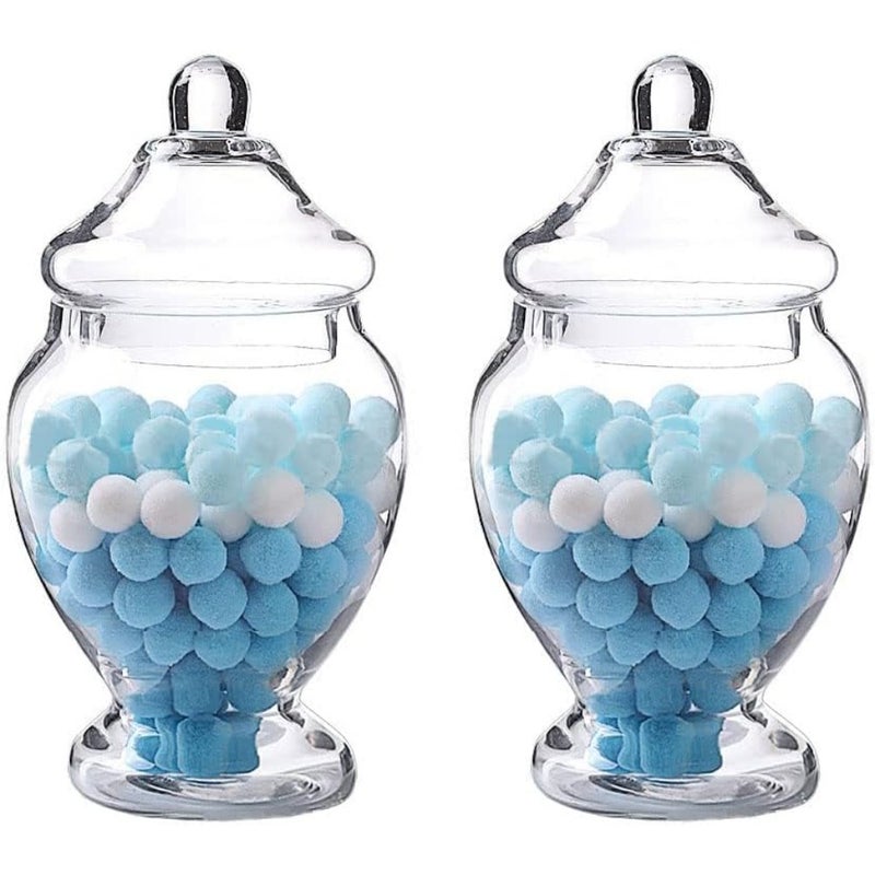 2 عبوات زجاجية للصيدليات مع أغطية، 52oz علب تخزين شفافة للحمام، علب زينة للحلويات والبسكويت، حاويات لحفظ كرات القطن للاستخدام في الحمام وغرفة المكياج وغرفة الغسيل - Image 1