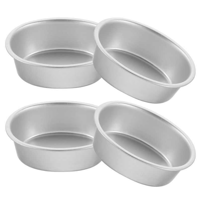 PRETYZOOM 4pcs Mini Cake Pans Oval Cheesecake Tin Nonstick Bread Loaf Baking Molds Aluminum Pudding Cup for Cheese Cake Quiche - Image 1