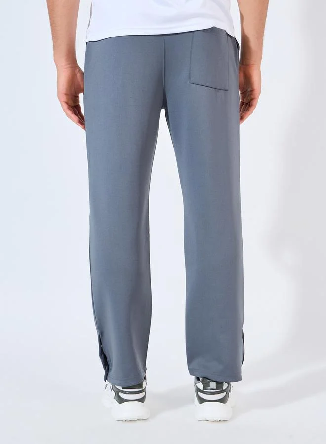 Styli Relaxed Fit Open Hem Scuba Pants With Bottom Snap Detail