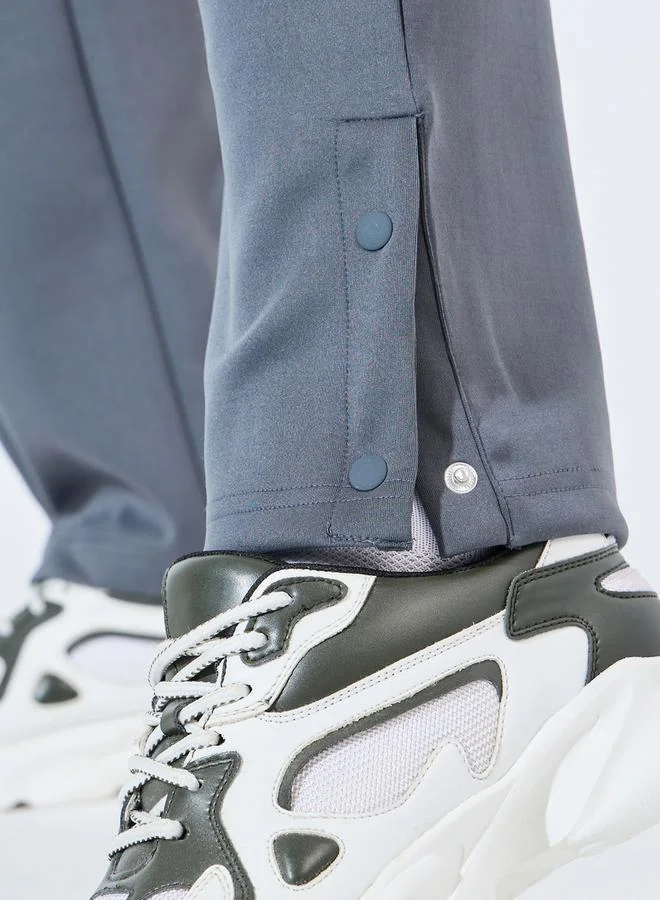 Styli Relaxed Fit Open Hem Scuba Pants With Bottom Snap Detail