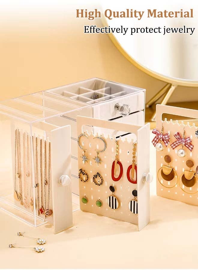 ثمانية فيبيهاوس صندوق تخزين مجوهرات بخمسة أدراج مخملية وثلاثة أدراج جانبية منظم المجوهرات صندوق منظم مجوهرات أكريليك علبة تنظيم المجوهرات صندوق المجوهرات منظم مجوهرات بخمسة أدراج منظم إكسسوارات علبة إكسسوارات صناديق مجوهرات شفافة للنساء منظم مجوهرات تنظيمات اكسسوارات حافظة عرض مجوهرات قابلة للفصل لحمل الأقراط والأساور والقلائد والخواتم منظمات مجوهرات - Image 2