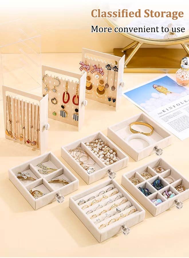 ثمانية فيبيهاوس صندوق تخزين مجوهرات بخمسة أدراج مخملية وثلاثة أدراج جانبية منظم المجوهرات صندوق منظم مجوهرات أكريليك علبة تنظيم المجوهرات صندوق المجوهرات منظم مجوهرات بخمسة أدراج منظم إكسسوارات علبة إكسسوارات صناديق مجوهرات شفافة للنساء منظم مجوهرات تنظيمات اكسسوارات حافظة عرض مجوهرات قابلة للفصل لحمل الأقراط والأساور والقلائد والخواتم منظمات مجوهرات - Image 3