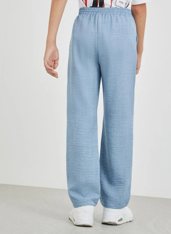 Styli Styli Regular Fit Linen Pants with Drawstring