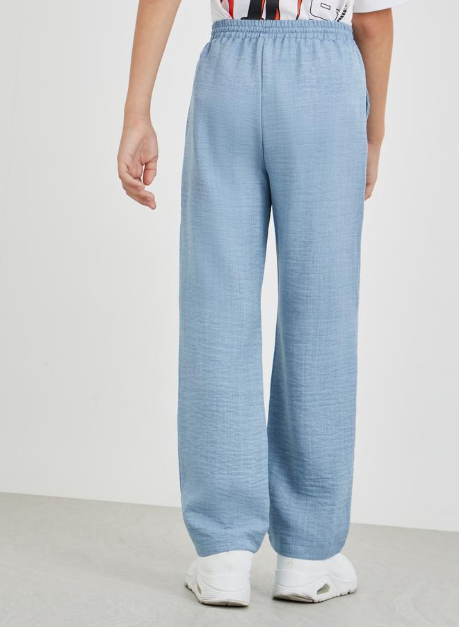Styli Regular Fit Linen Pants with Drawstring - Image 4