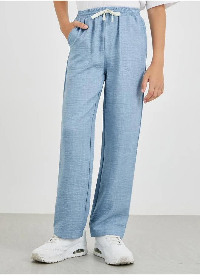 ستايلي Styli Regular Fit Linen Pants with Drawstring