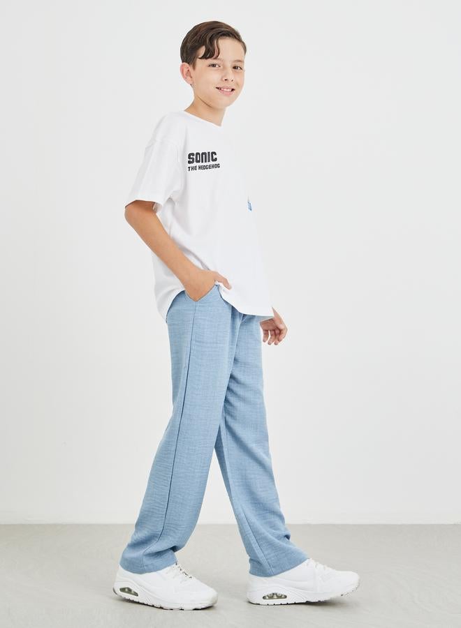 Styli Regular Fit Linen Pants with Drawstring - Image 2