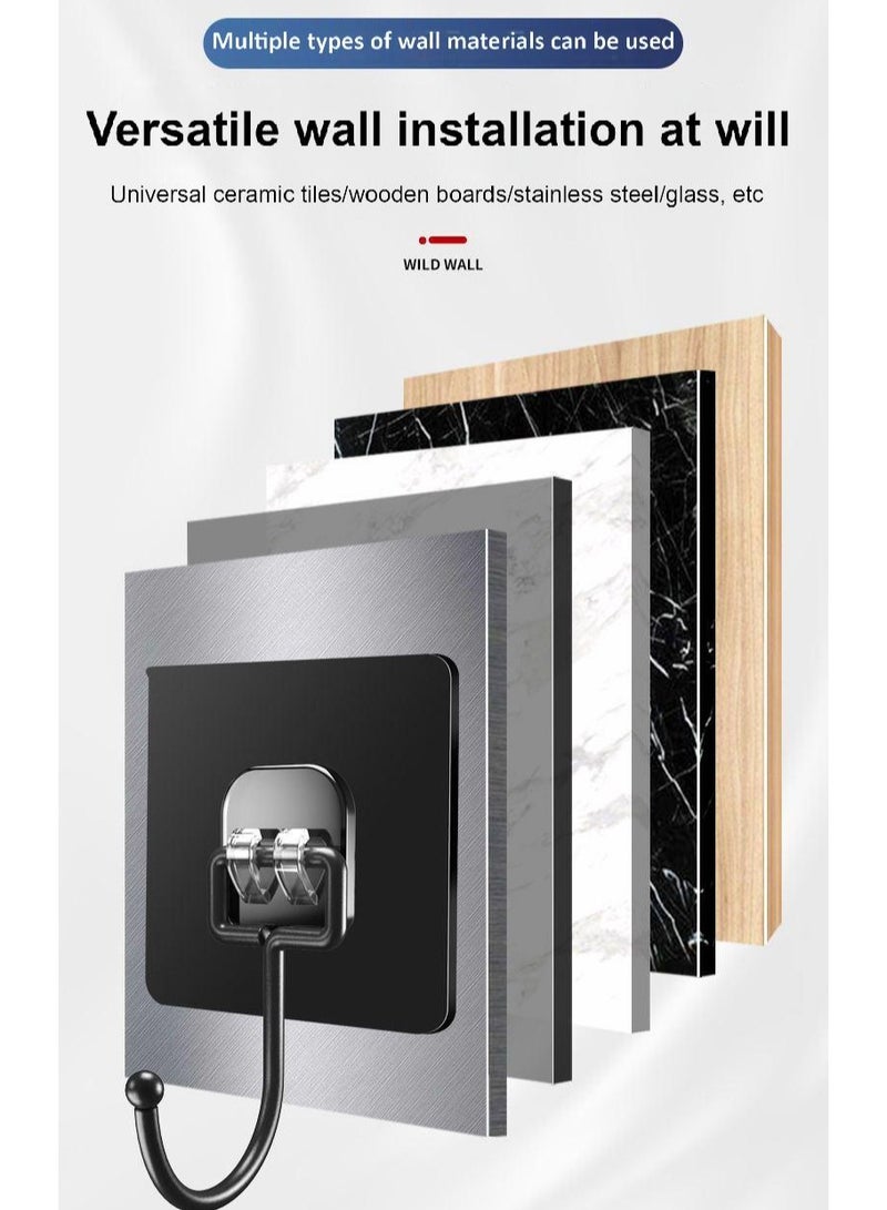 20pcs Ya Black Strong Non Trace Hooks Large Hooks Non Nail Creative Non Trace Adhesive Transparent Brushed Wall Kitchen - Image 3