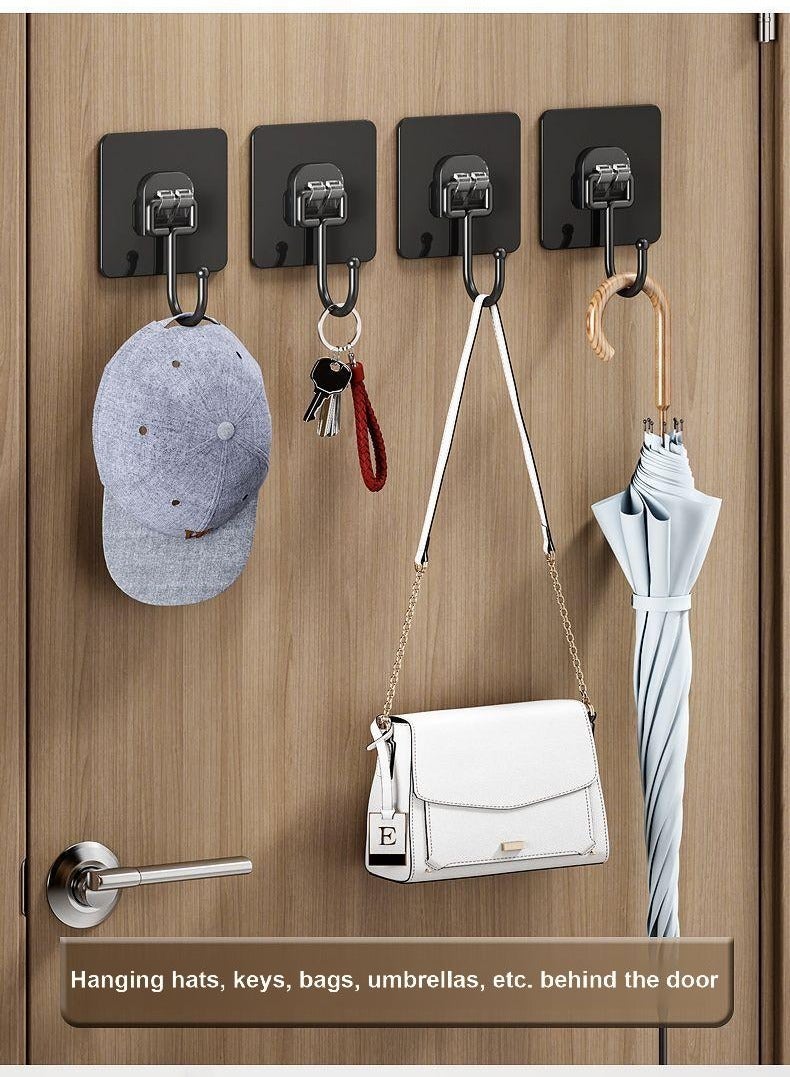 20pcs Ya Black Strong Non Trace Hooks Large Hooks Non Nail Creative Non Trace Adhesive Transparent Brushed Wall Kitchen - Image 5