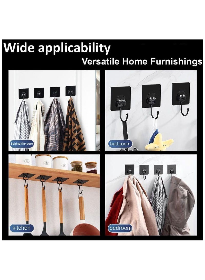 20pcs Ya Black Strong Non Trace Hooks Large Hooks Non Nail Creative Non Trace Adhesive Transparent Brushed Wall Kitchen - Image 4