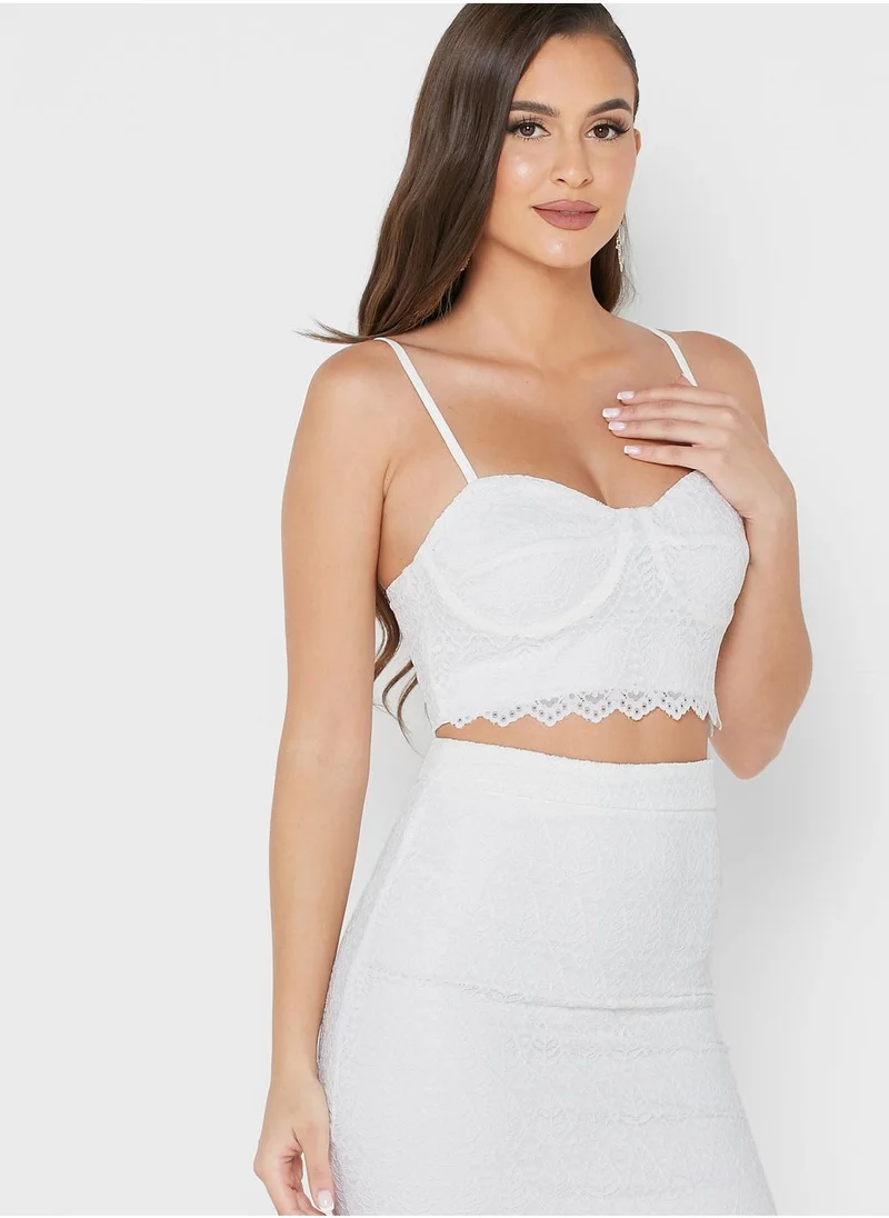 Anita's Strappy Lace Detail Top & Midi Skirt Set