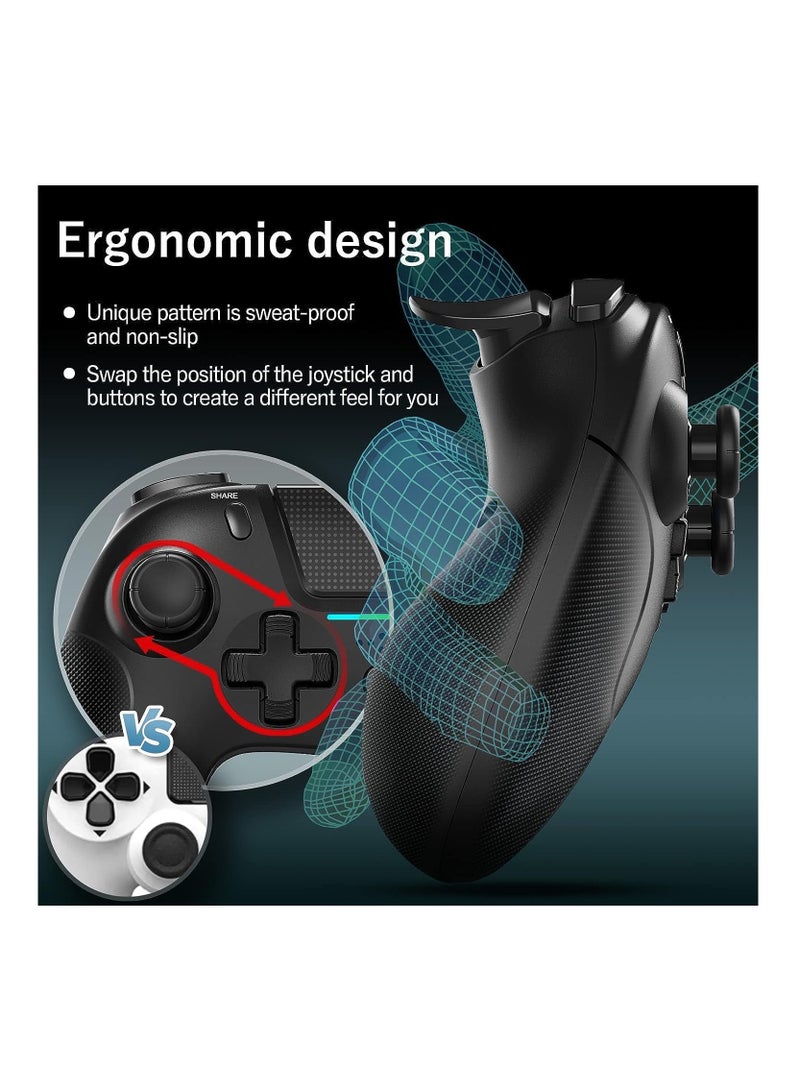 Game controller, wireless controller with dual vibration/6-axis sensitive joystick/audio/touchpad, Bluetooth Playstation 4 controller compatible with PS3/PS4/Slim/PC/Android/iOS  - Image 4