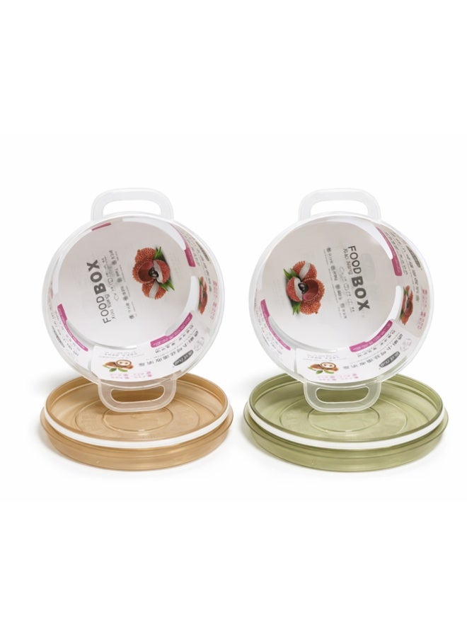2pc Transparent Small Enamel Storage Box Set – Airtight Round Food Containers with Handle Lids – Stackable Clear Pantry Bins for Meal Prep & Fridge Organization - Image 3