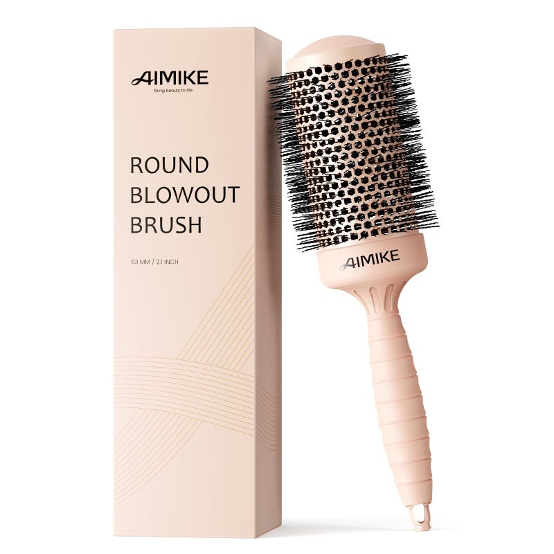 AIMIKE Round Hair Brush, 2.1 inch Nano Ion Thermal Ceramic Tech, Large Round Brush for Blow Drying & Styling, Maximum Volume and Shine, Barrel 2.1 inch, for Thick Curly Hair, Unisex - Image 1