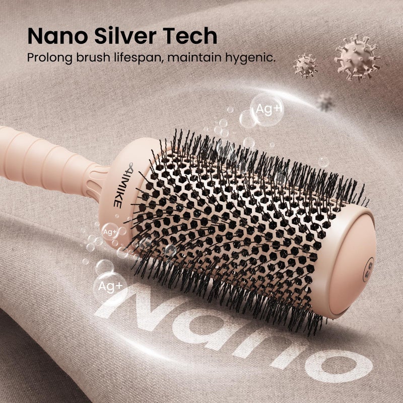 AIMIKE Round Hair Brush, 2.1 inch Nano Ion Thermal Ceramic Tech, Large Round Brush for Blow Drying & Styling, Maximum Volume and Shine, Barrel 2.1 inch, for Thick Curly Hair, Unisex - Image 2