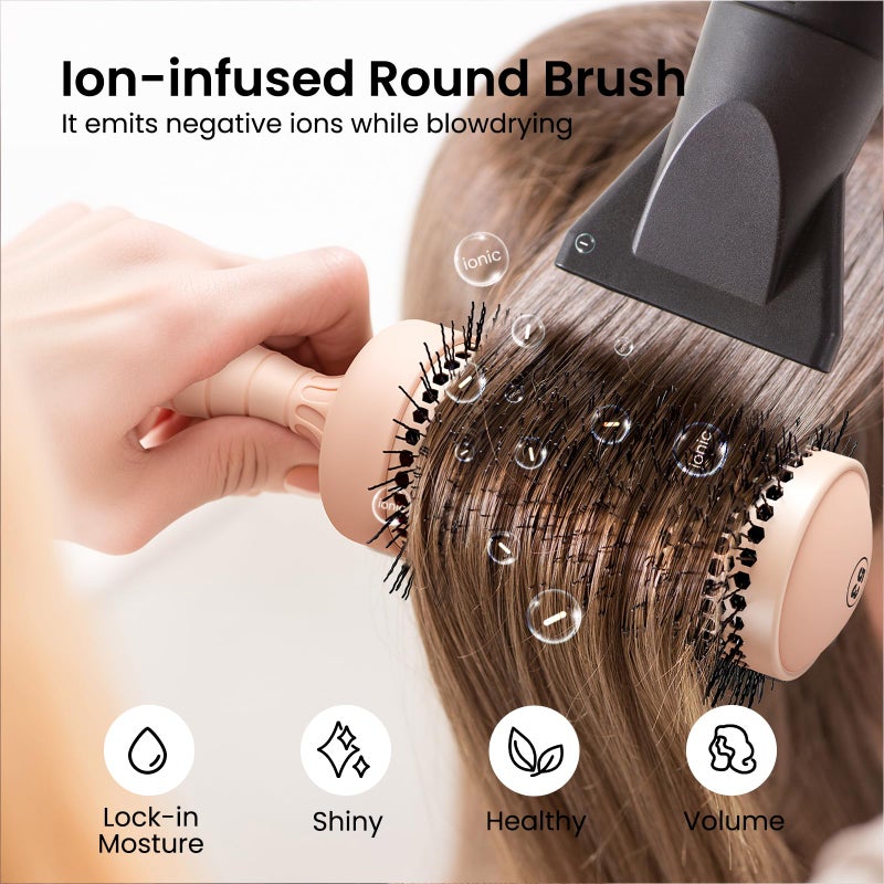 AIMIKE Round Hair Brush, 2.1 inch Nano Ion Thermal Ceramic Tech, Large Round Brush for Blow Drying & Styling, Maximum Volume and Shine, Barrel 2.1 inch, for Thick Curly Hair, Unisex - Image 3