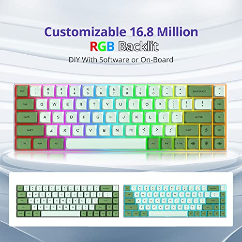 Owpkeenthy Wired 65% Percent Mechanical Gaming Keyboard Creamy Keycaps with Red Switch Ultra Compact RGB 60% Cute Green Gaming Keyboard N-Key Rollover for PC Gamer (Matcha/68 Red Switch) - Image 2