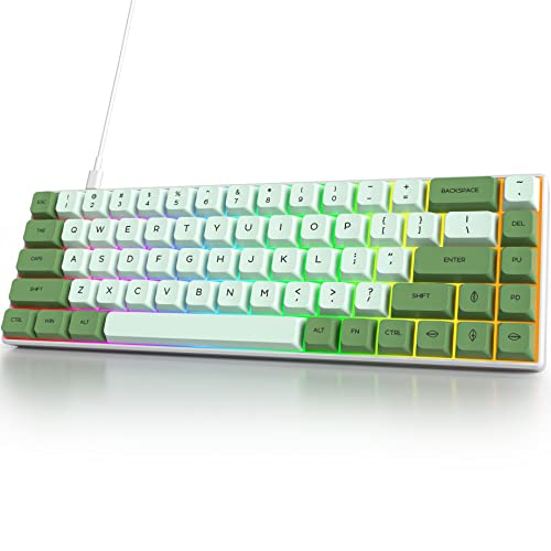Owpkeenthy Wired 65% Percent Mechanical Gaming Keyboard Creamy Keycaps with Red Switch Ultra Compact RGB 60% Cute Green Gaming Keyboard N-Key Rollover for PC Gamer (Matcha/68 Red Switch) - Image 1