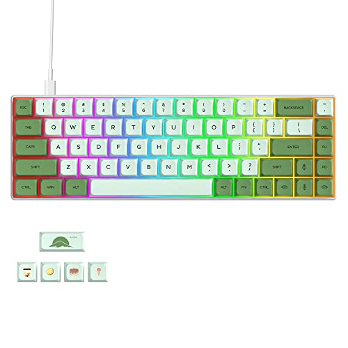 Owpkeenthy Wired 65% Percent Mechanical Gaming Keyboard Creamy Keycaps with Red Switch Ultra Compact RGB 60% Cute Green Gaming Keyboard N-Key Rollover for PC Gamer (Matcha/68 Red Switch) - Image 4