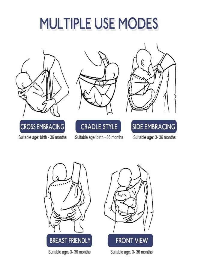 GS E-Com Baby Carrier Sling Wrap Multifunctional Baby Carrier Sling for Baby and Toddler | Accessories Easy Carrying Artifact Ergonomic 3D Mesh Baby Sling Carrier, Polycotton (Multicolor) - Image 3