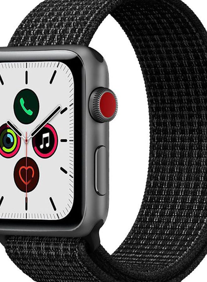 NIBEMINENT Solid Replacement Band For Apple Watch Series 5/4/3/2/1 Black Platinum - Image 2