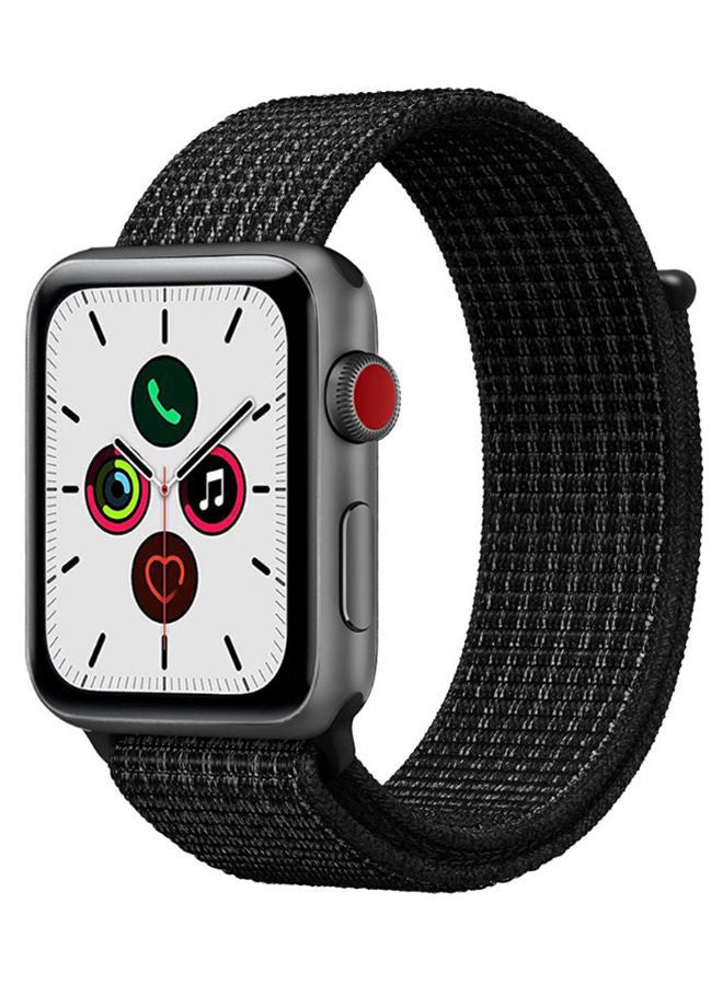 NIBEMINENT Solid Replacement Band For Apple Watch Series 5/4/3/2/1 Black Platinum - Image 1