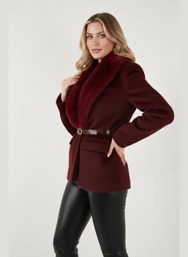 ليلا معطف نسائي بياقة شال وحزام من ليلا