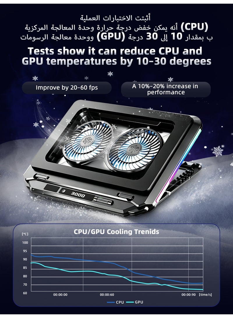 DYSWEI Powerful Cooling Fan for Gaming Laptop, Cooling Pad with Infinity RGB & Sealed Foam for Rapid Cooling, Fits 14-21 inch Laptops - Image 3